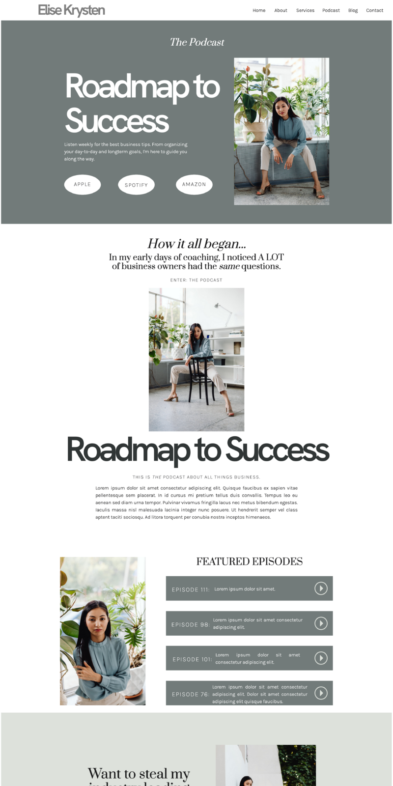 The Elise Template Business Coach Website Template is the perfect website for business coaches, entrepreneur coaches, lifestyle coaches and other service providers. Includes blog pages, and sales pages to showcase all of your services.
