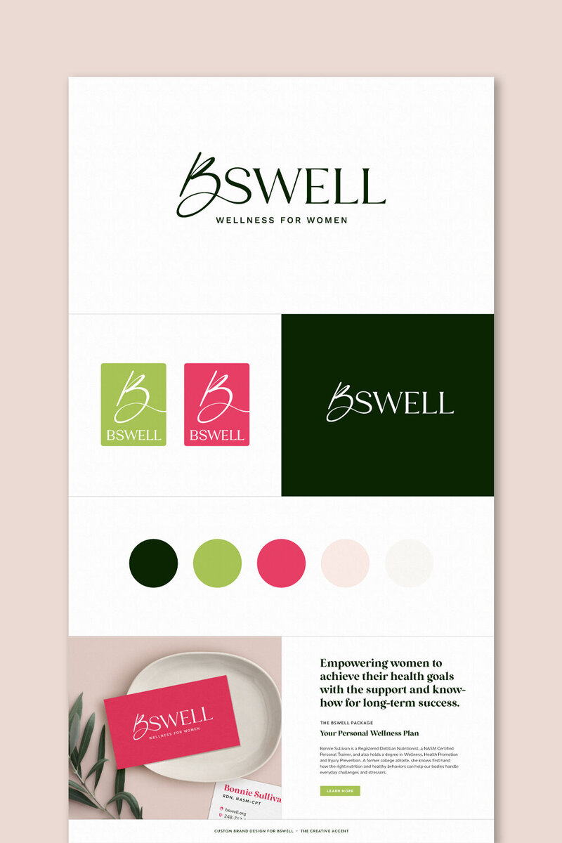 business card design for wellness coach