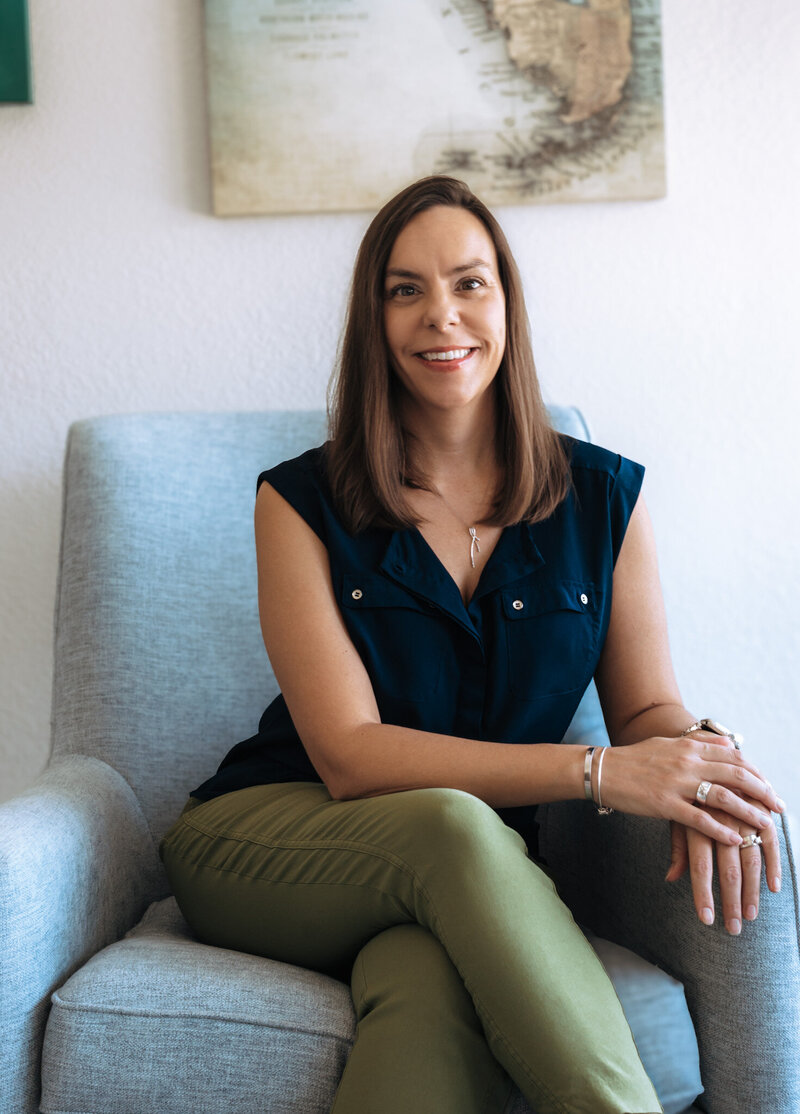 Jessica Kilgore sitting on chair
