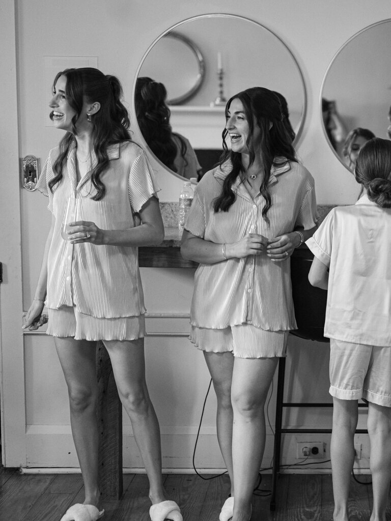 bridesmaids candid moment laughing taken by dc film wedding photographer