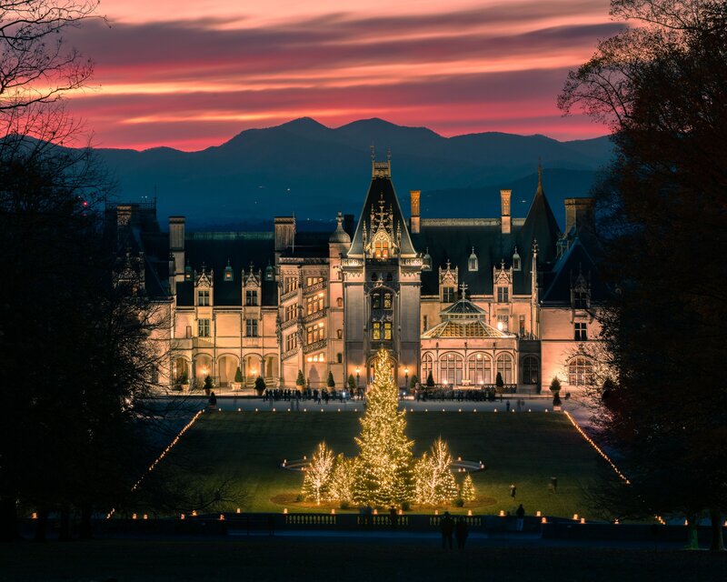 Biltmore estate nighttime sunset photo