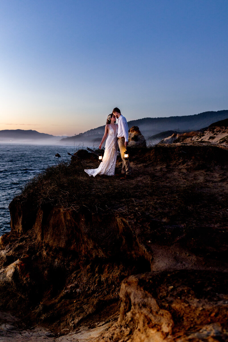 A breathtaking coastal elopement shoot showcasing the rugged cliffs and wild beauty of the Pacific Northwest.