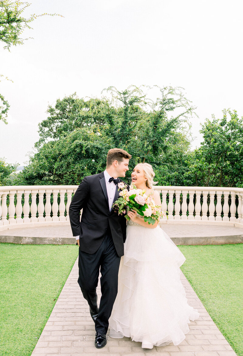 Bride and groom walking to forever.