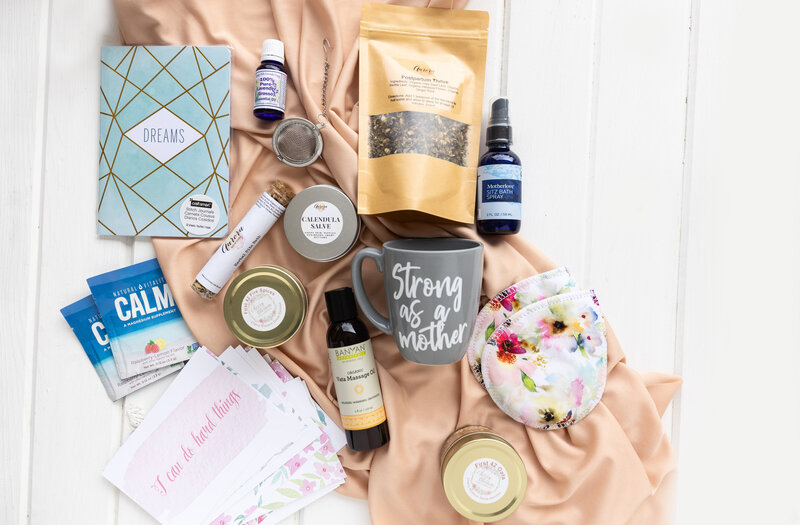 Products for a gift box for new mothers