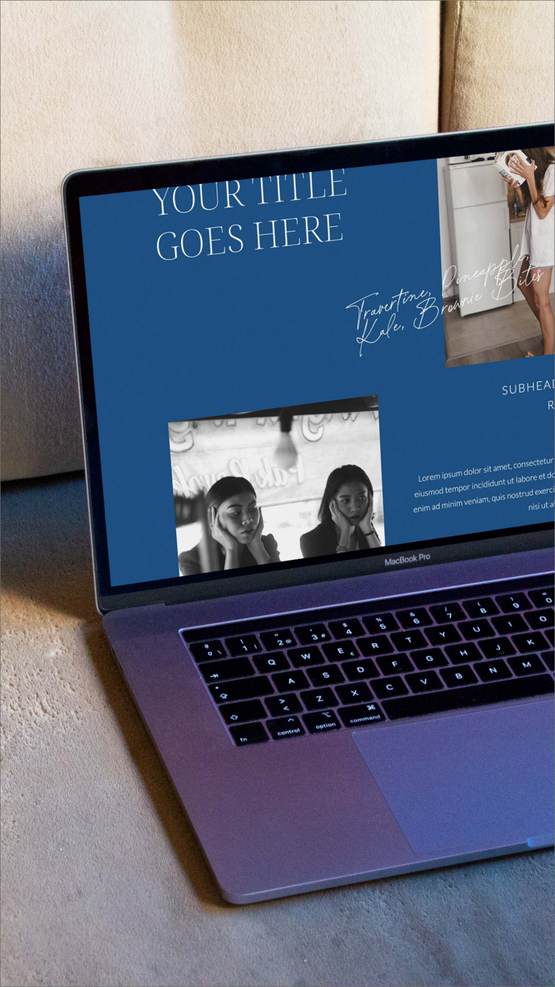 Showit website template, Halina on display on a laptop screen.