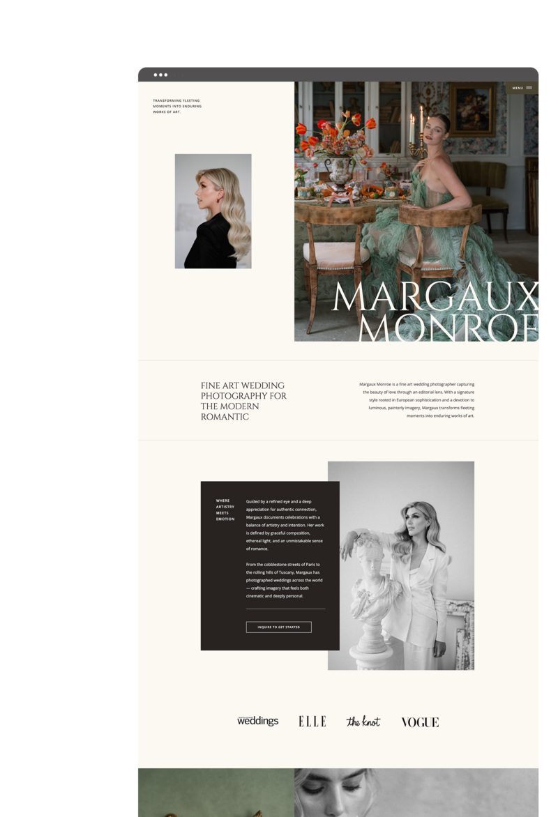 Easy-to-customize Showit website templates for photographers and creatives, designed to showcase your work and convert visitors into clients.