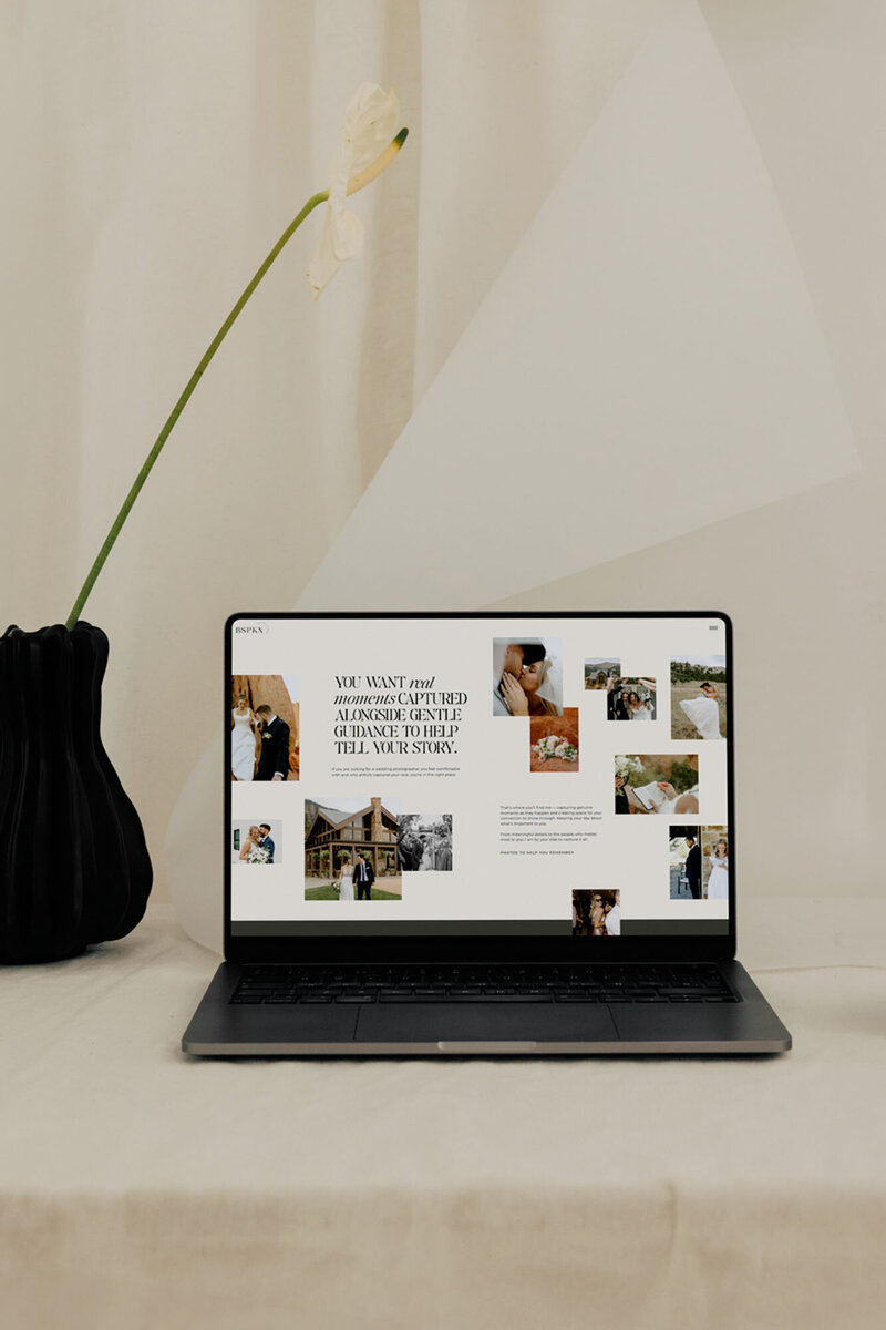 Laptop on table with website from showit template customization by Palme Design Co