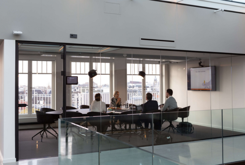 conference room meeting in a corporate building