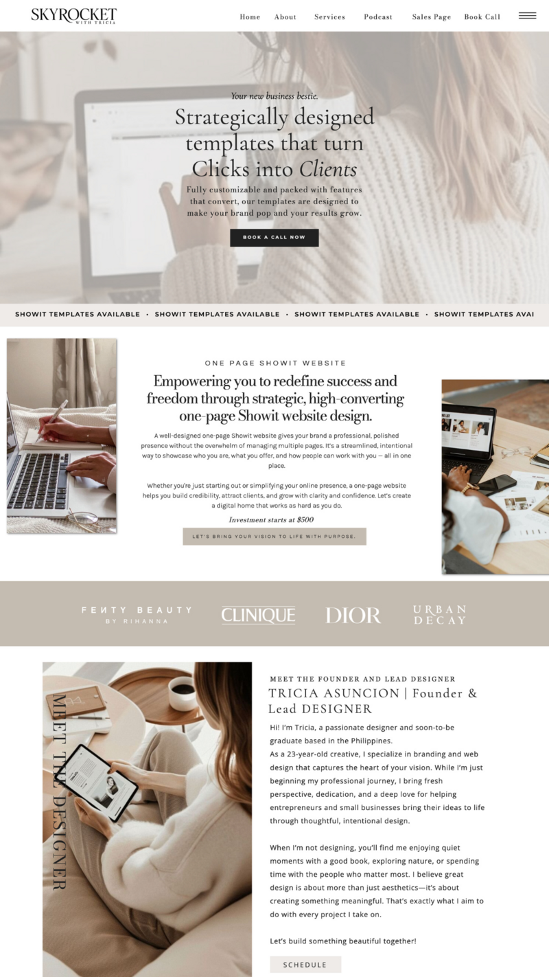Feminine Showit Website Design for Coaches