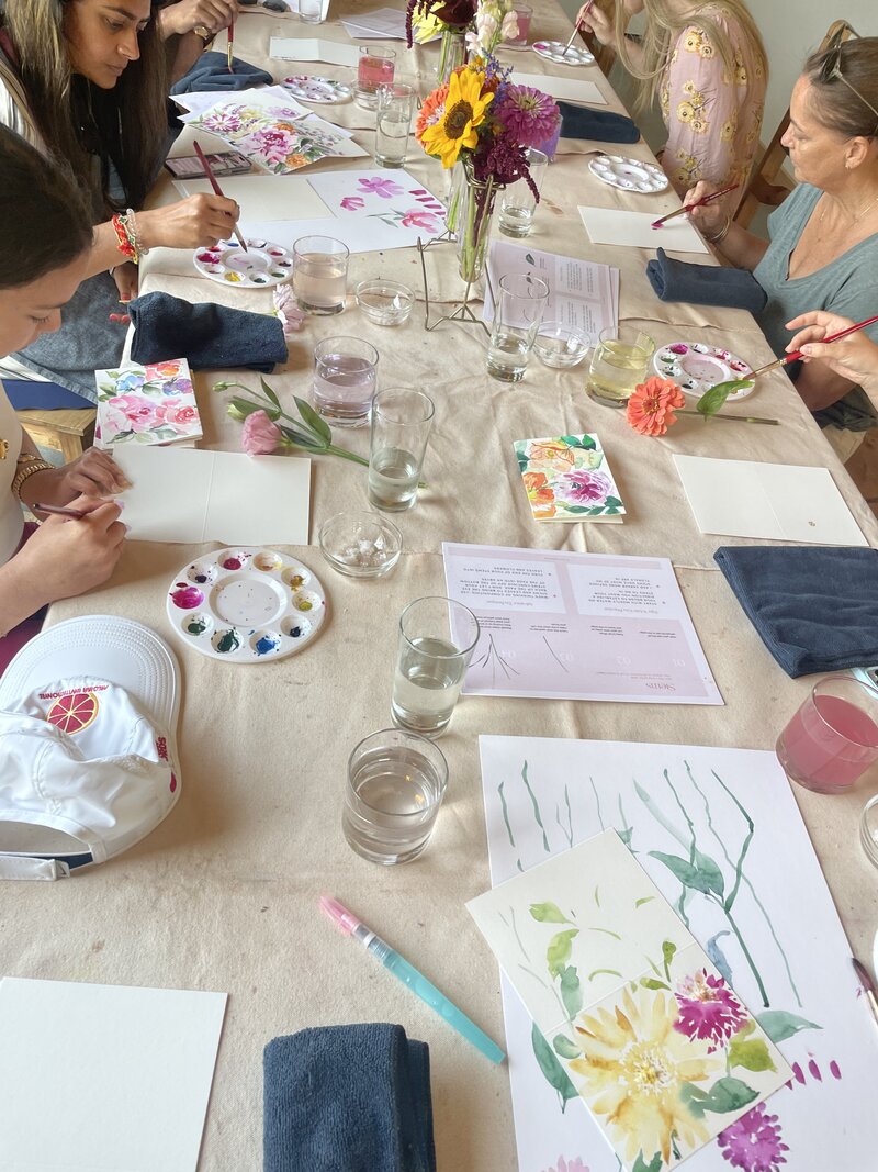 Jaime Reynolds teaches watercolor workshops for private corporate events.