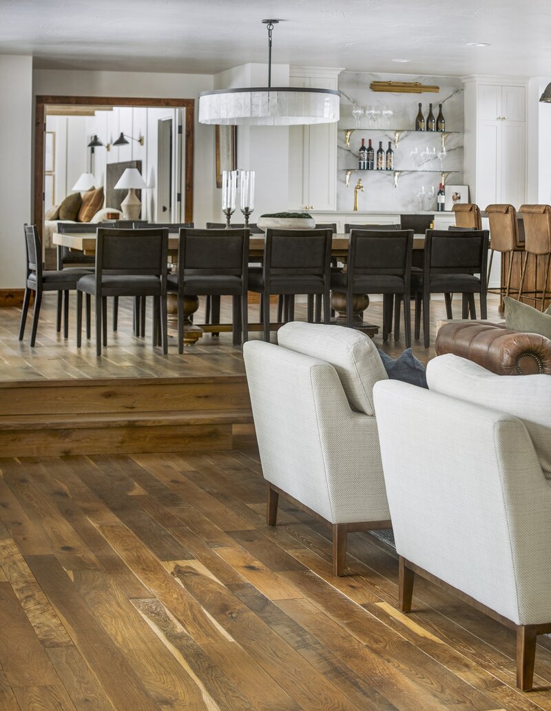 Rich, rustic dining room table.