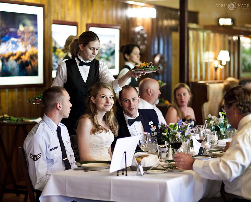 Wedding reception dinner at the Greenbriar Inn Restaurant in Boulder