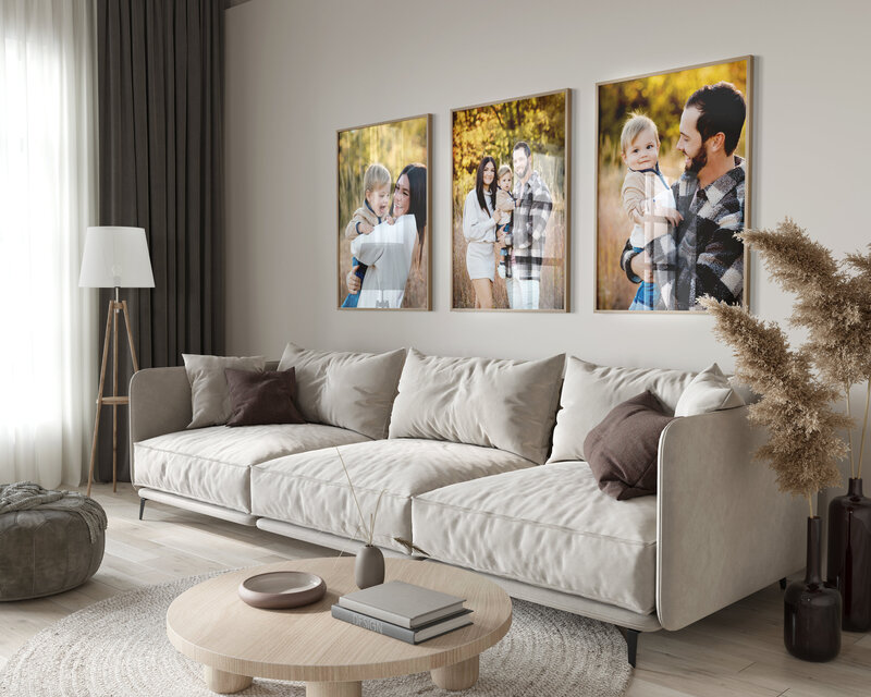 framed wall art of family photo session