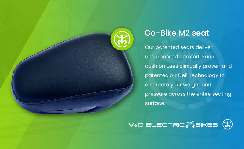 V&D Electric Bikes, V and D Electric Bikes, Go-Bikes M2, seat