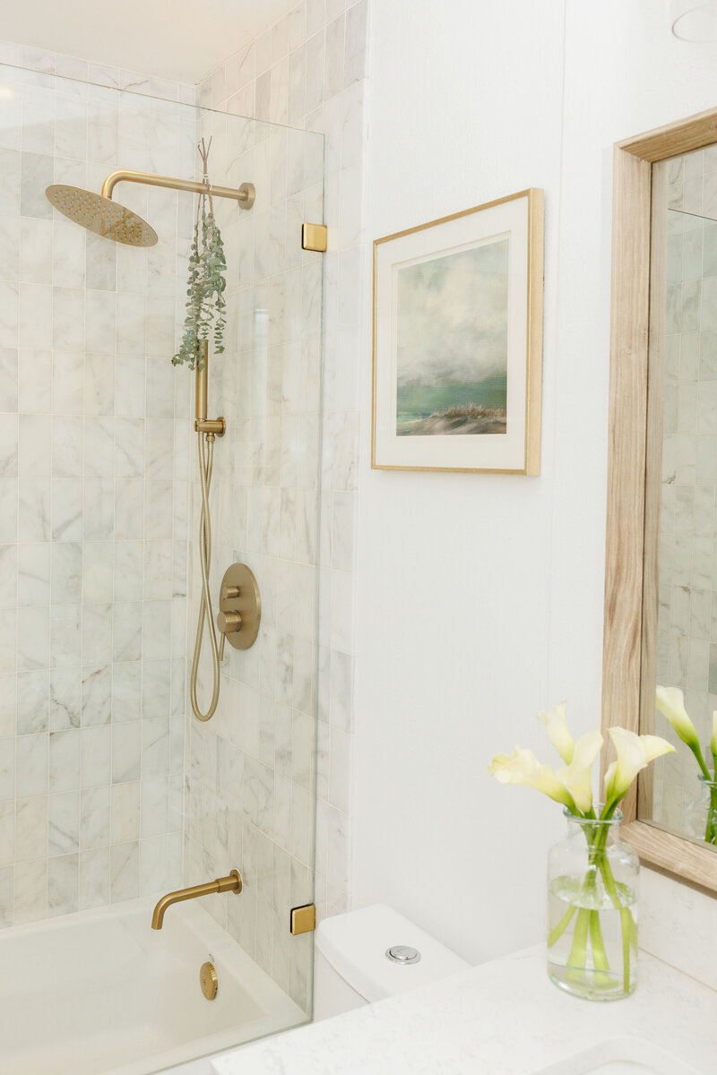 Bathroom area with cleaning essentials