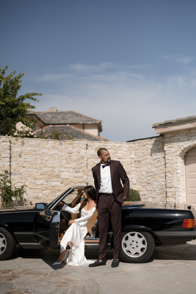 vintage car Mercedes for wedding photography Southern California