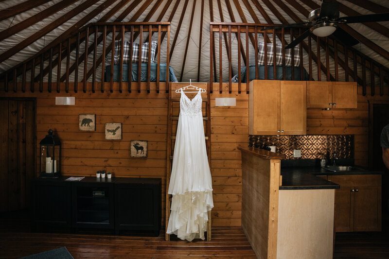 Elopement dress in Sqamish, BC in a cozy yurt - Shawna Rae wedding and elopement photographer