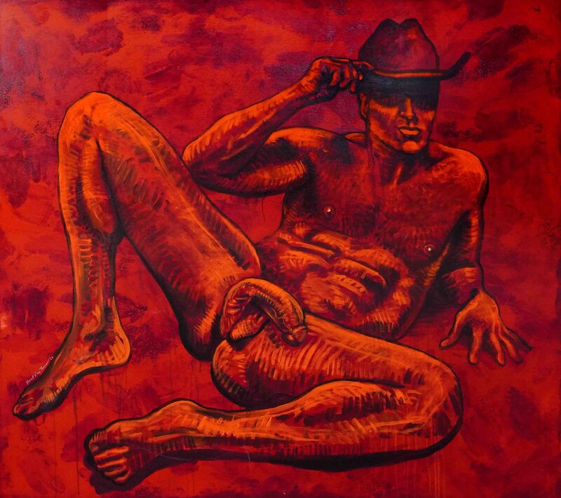 Self Portrait - Brush And Penis Acrylic Painting -  2023 - 60x60