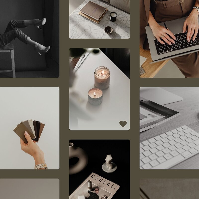 Detailaufnahme aus einem kreativen Mood Board-Prozess im Studio LUX 22 in Berlin Mitte, Deutschland