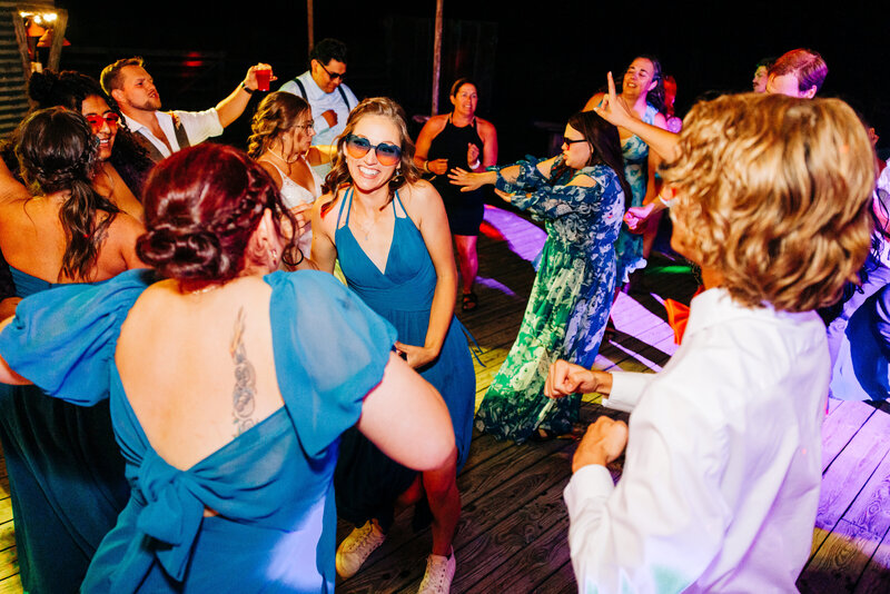 Guests dancing at wedding reception at Cattle Springs in Arlee, MT