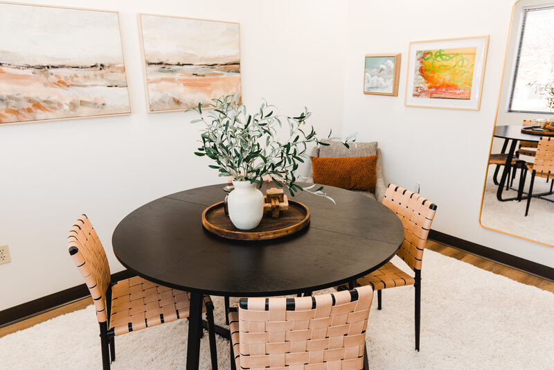 a table and chairs inside Dena Hein's Indiana therapy practice