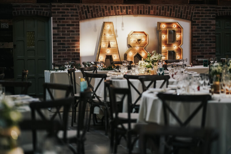 A & R Rustic initials light up letter hire, THE WORD IS LOVE, cheshire,