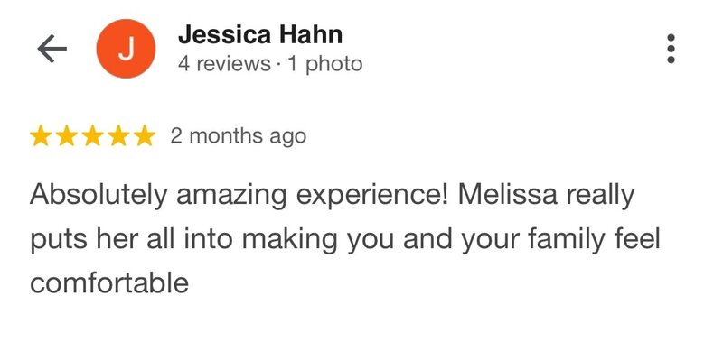 Absolutely amazing experience! Melissa really puts her all into making you and your family feel comfortable.
