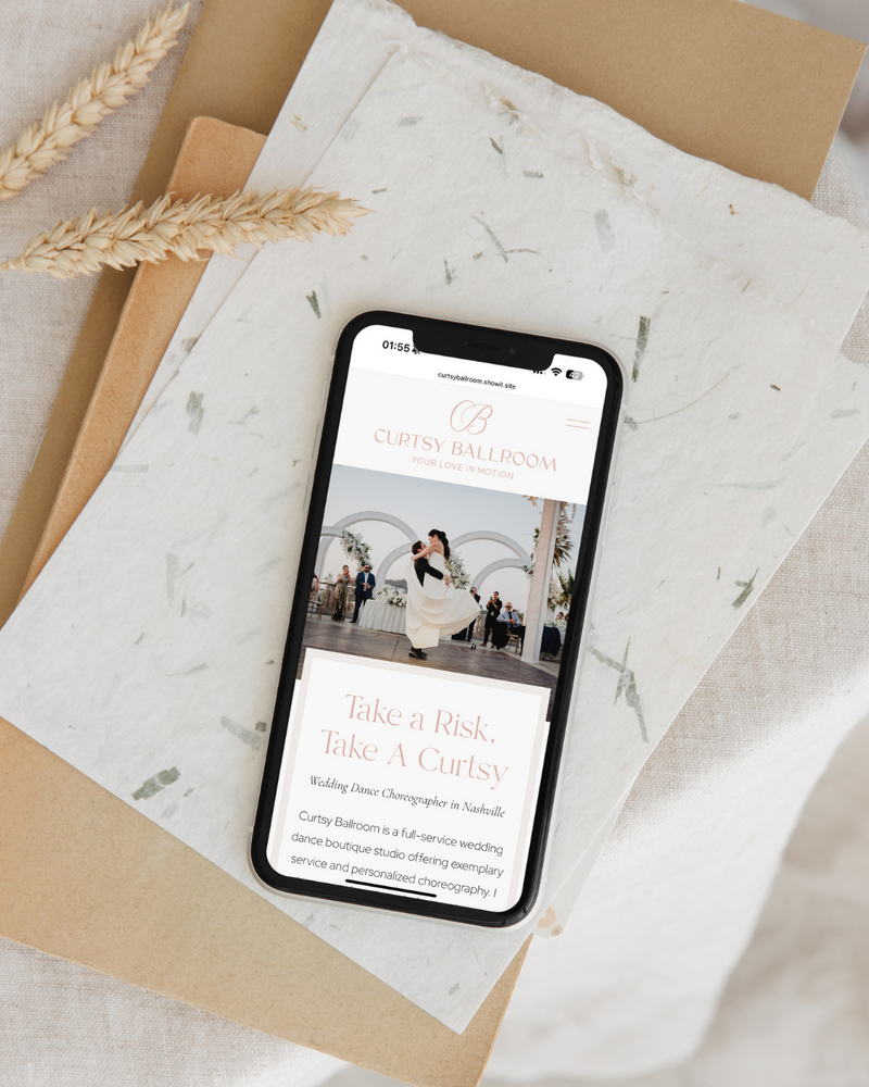 Showit website design of Curtsy Ballroom, a Wedding Dance Choreographer in Nashville