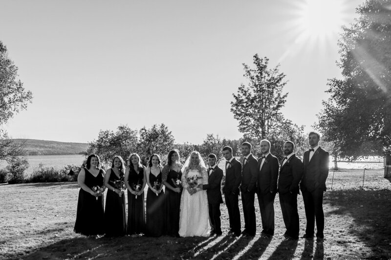 Bridal Party outside in sun | Rangeley, Maine Wedding Photography