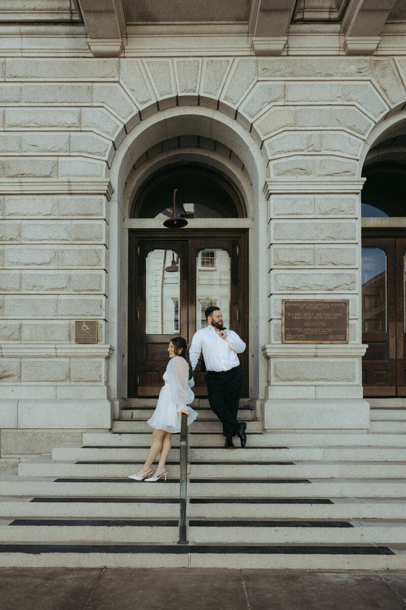 Wedding couple kissing at their wedding in Columbia, South Carolina