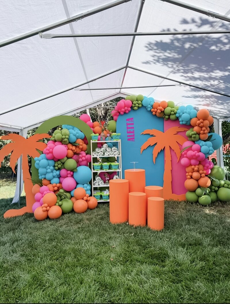 Tropical themed backyard birthday party in lakewood colorado