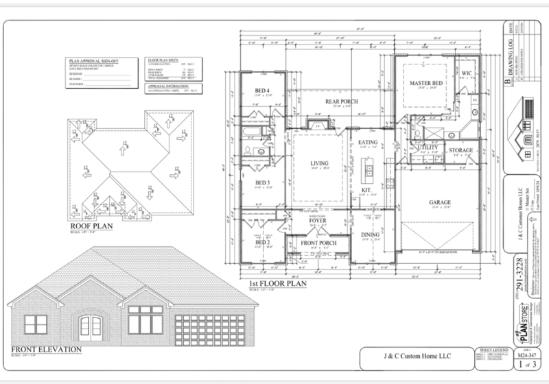 Blueprints of new custom home.