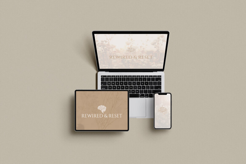 Rewired & Reset logo mockup - devices