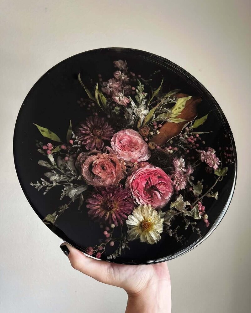 Wedding flowers turned into keepsake resin art by Marie's Floral Art
