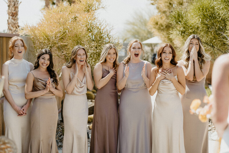 first look with bridesmaids