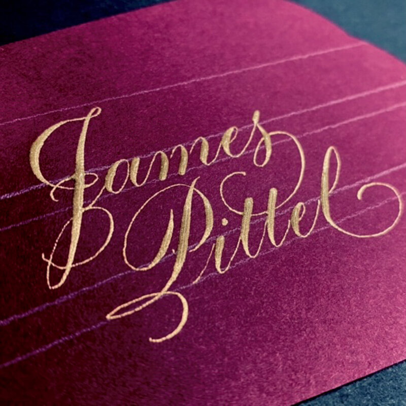 place card with custom calligraphy