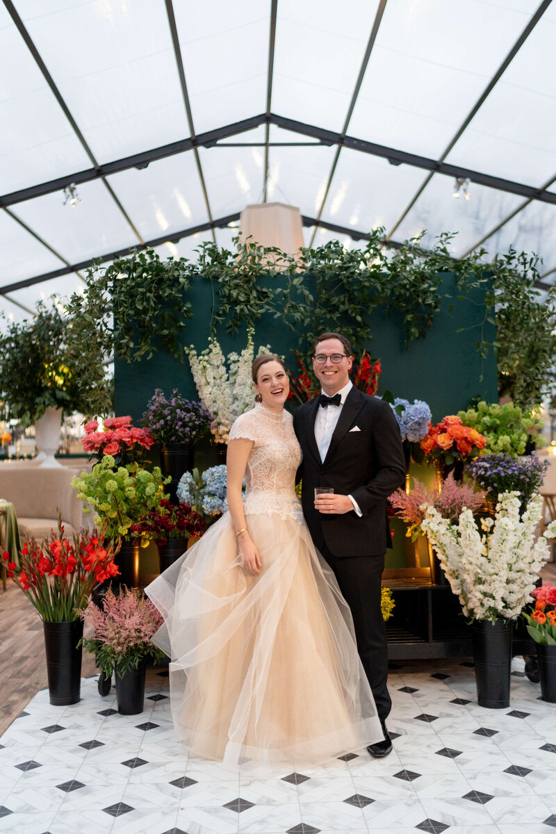 Bride and groom portraits at Brook Hollow Golf Club