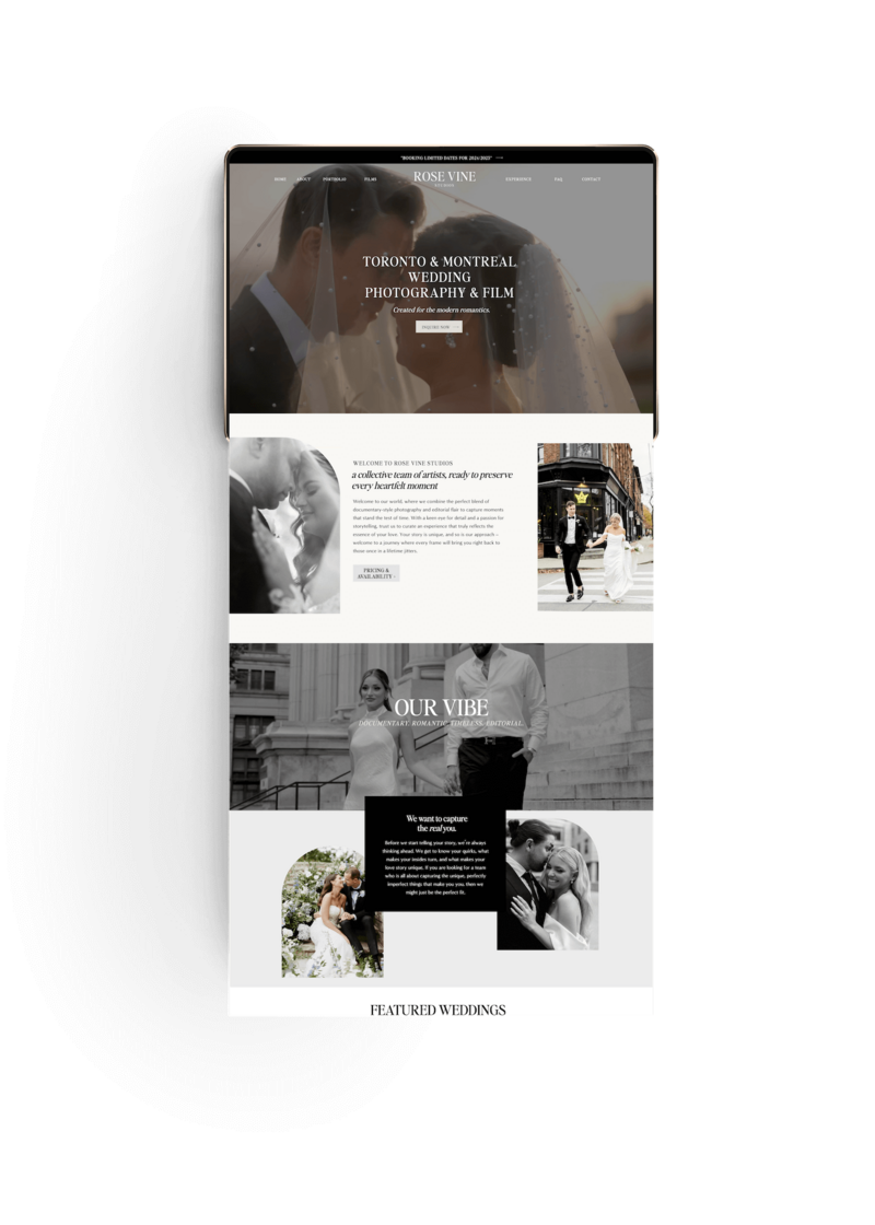 Showit website Rose Vine Studios
