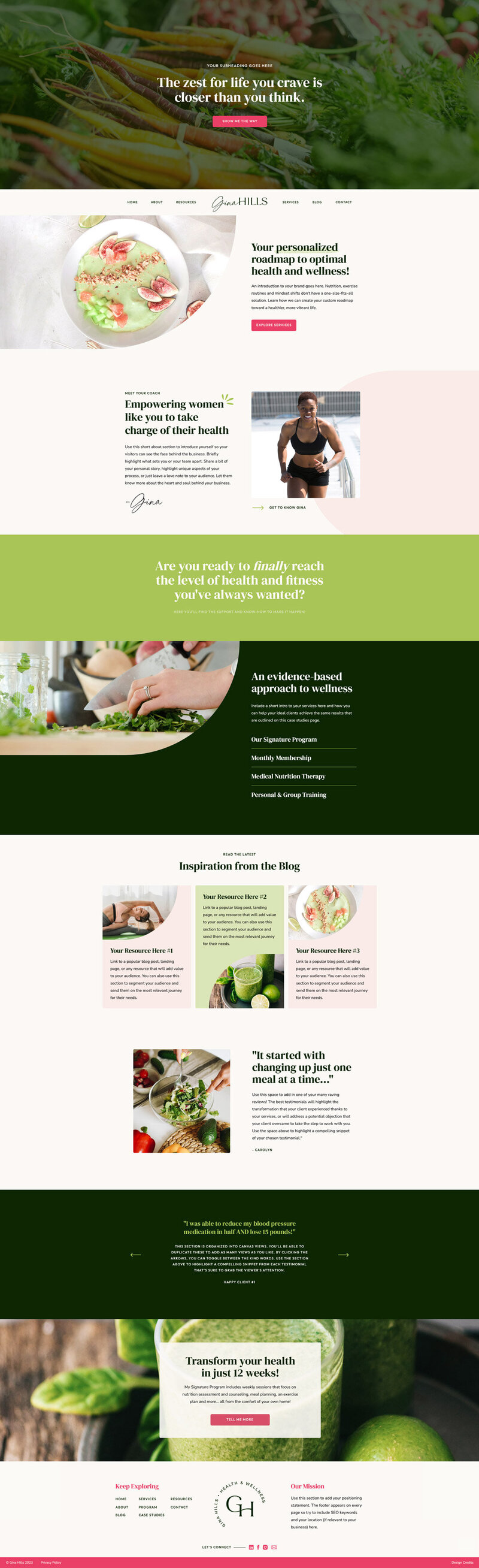 website template for wellness brand