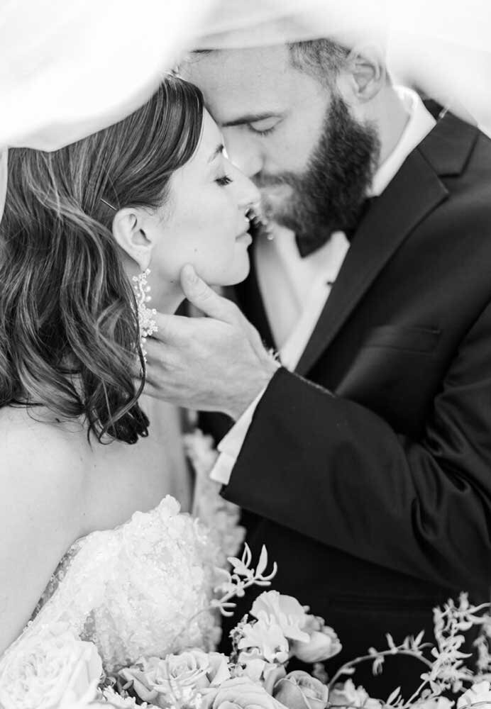 romantic under the veil wedding photography