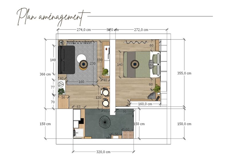 Sandrine Meurice Décoration - Plan aménagement 2 pièces 25 m²