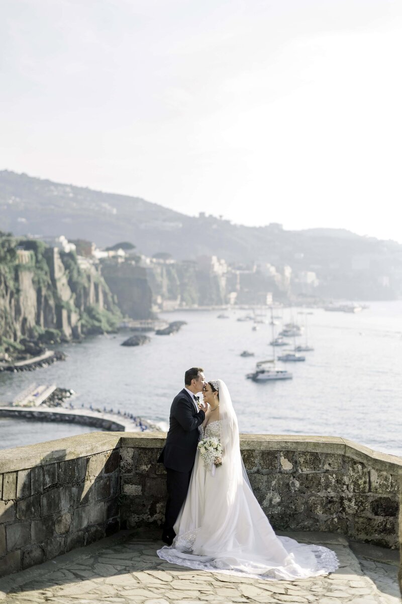 bride and groom portraits in sorrento italy