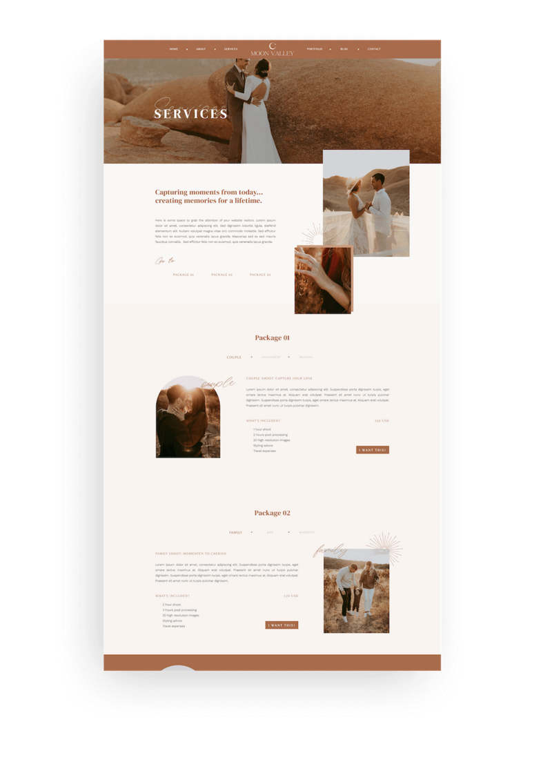 Boho Showit website design for photographer