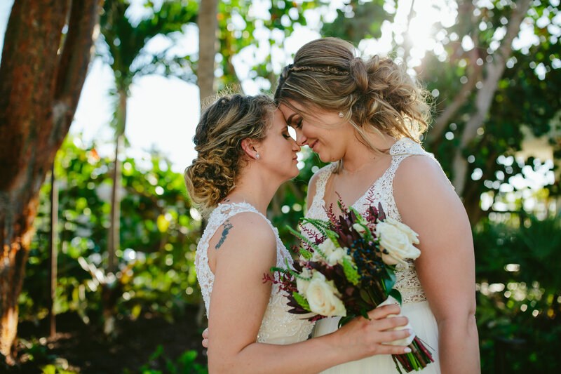 Two Brides having a beautiful moment on their Wedding Day