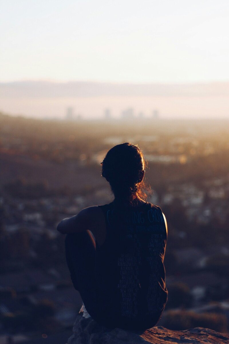 A woman at Lookout Mountain reflecting on EMDR therapy