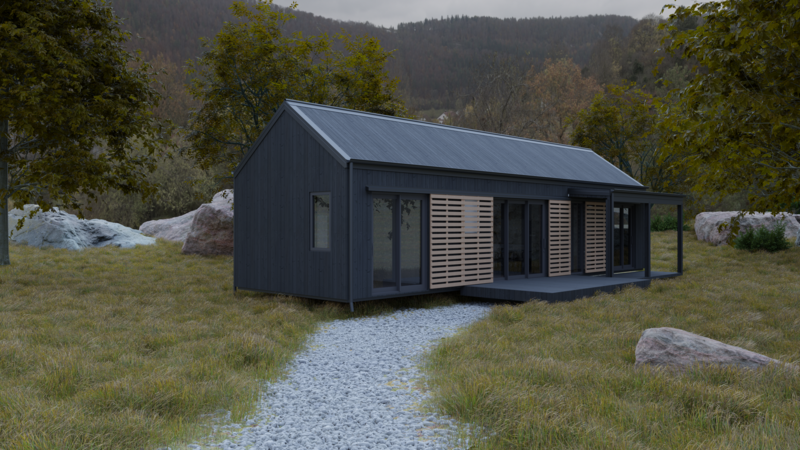 2 bedroom render Alpine Cabin