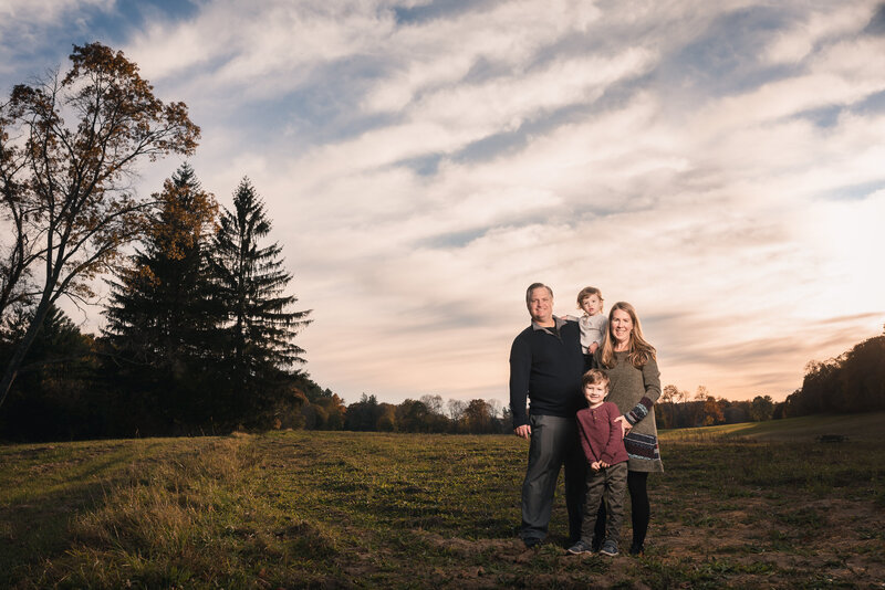 Concord Family Photo field at sunset