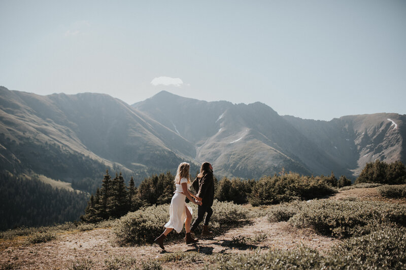 couple walking on a mountain