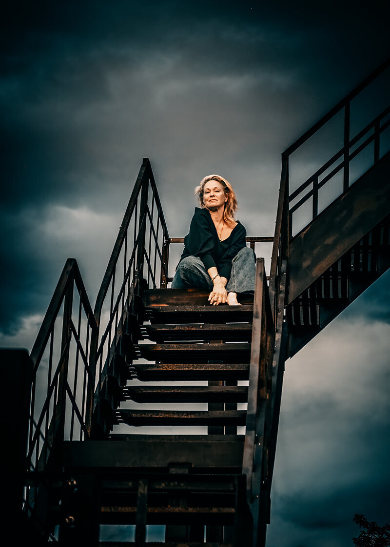 Empowered, professional woman, unafraid of reaching great heights