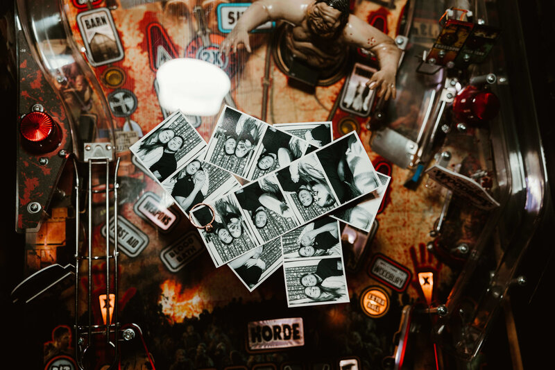 Black and White Photostrips on Pinball Machine
